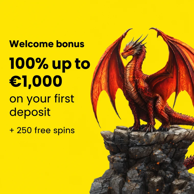 Dragon Slots welcome bonus: 100% up to &euro;1,000 on your first deposit + 250 free spins